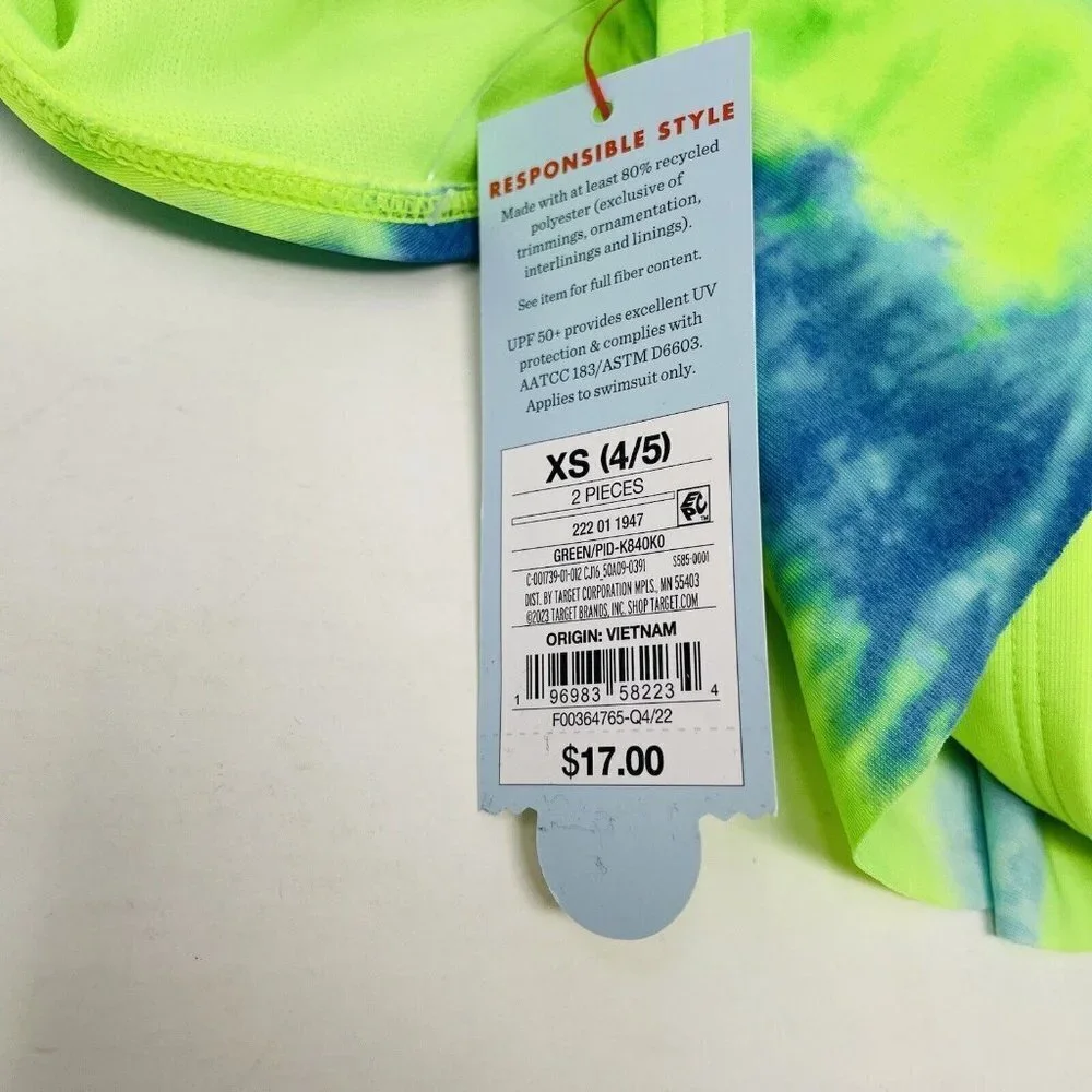 Cat & Jack‎ Youth Girls XS 4/5 Sweet Popsicle Tie Dye Bikini Set Blue/Green 154